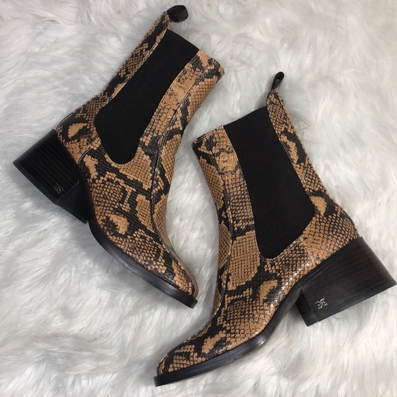 Sam Edelman Shoes | Wow!!! Nwot Sam Edelman Chelsea Snake Print Dasha Ankle Boot Womens 6.5 Tan | Color: Brown/Tan | Size: 6.5 | Ww100's Closet
